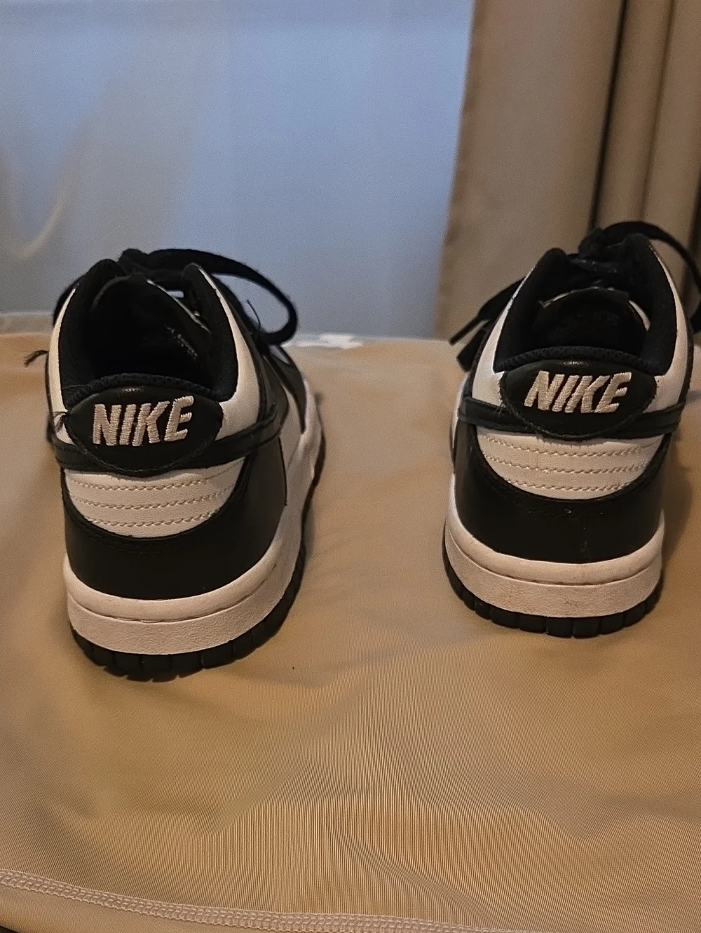 Youth Nike Black and White Low Top Sneakers with Lace-Up Design
